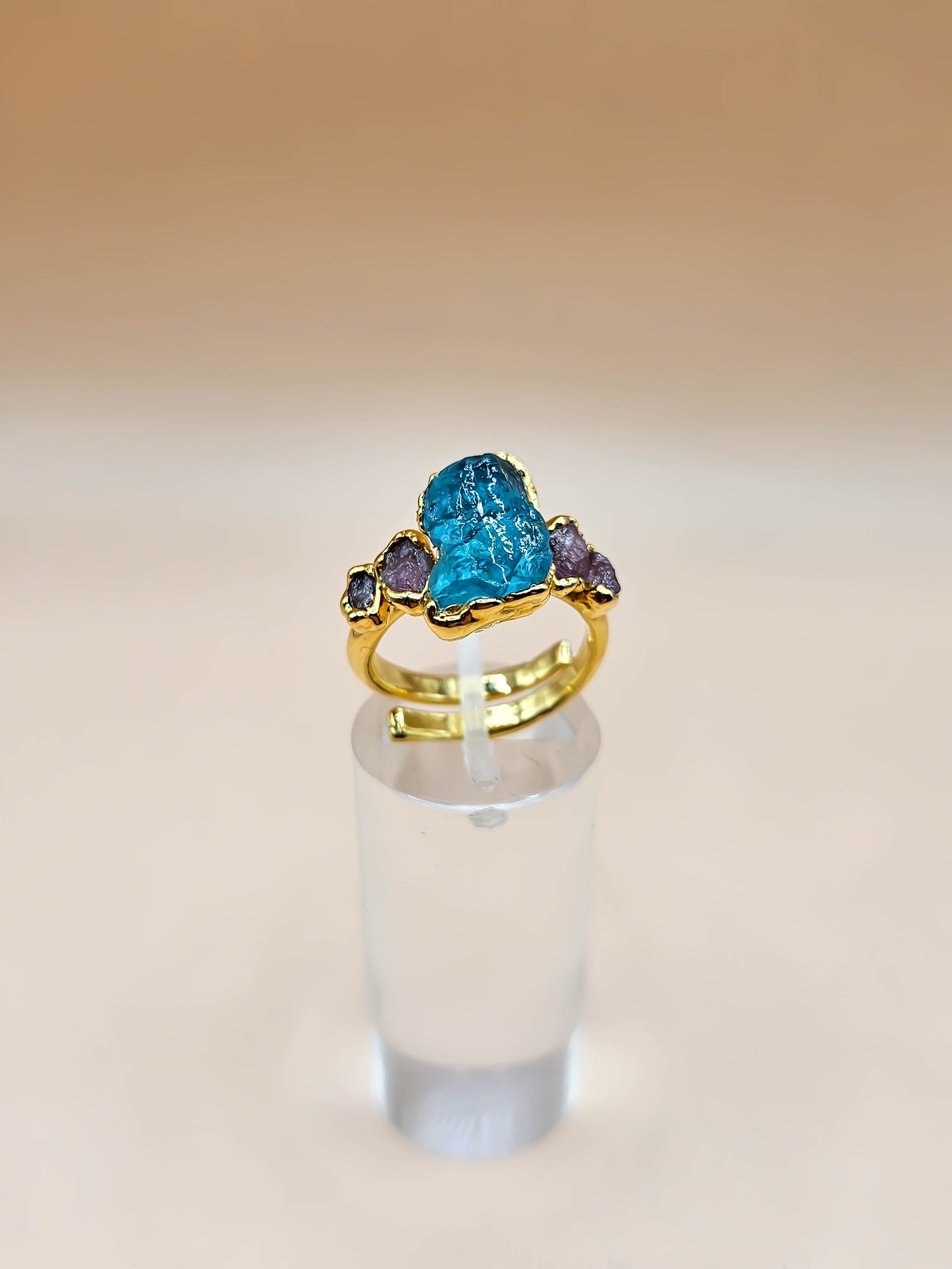 Bague Apatite et Tourmaline rose