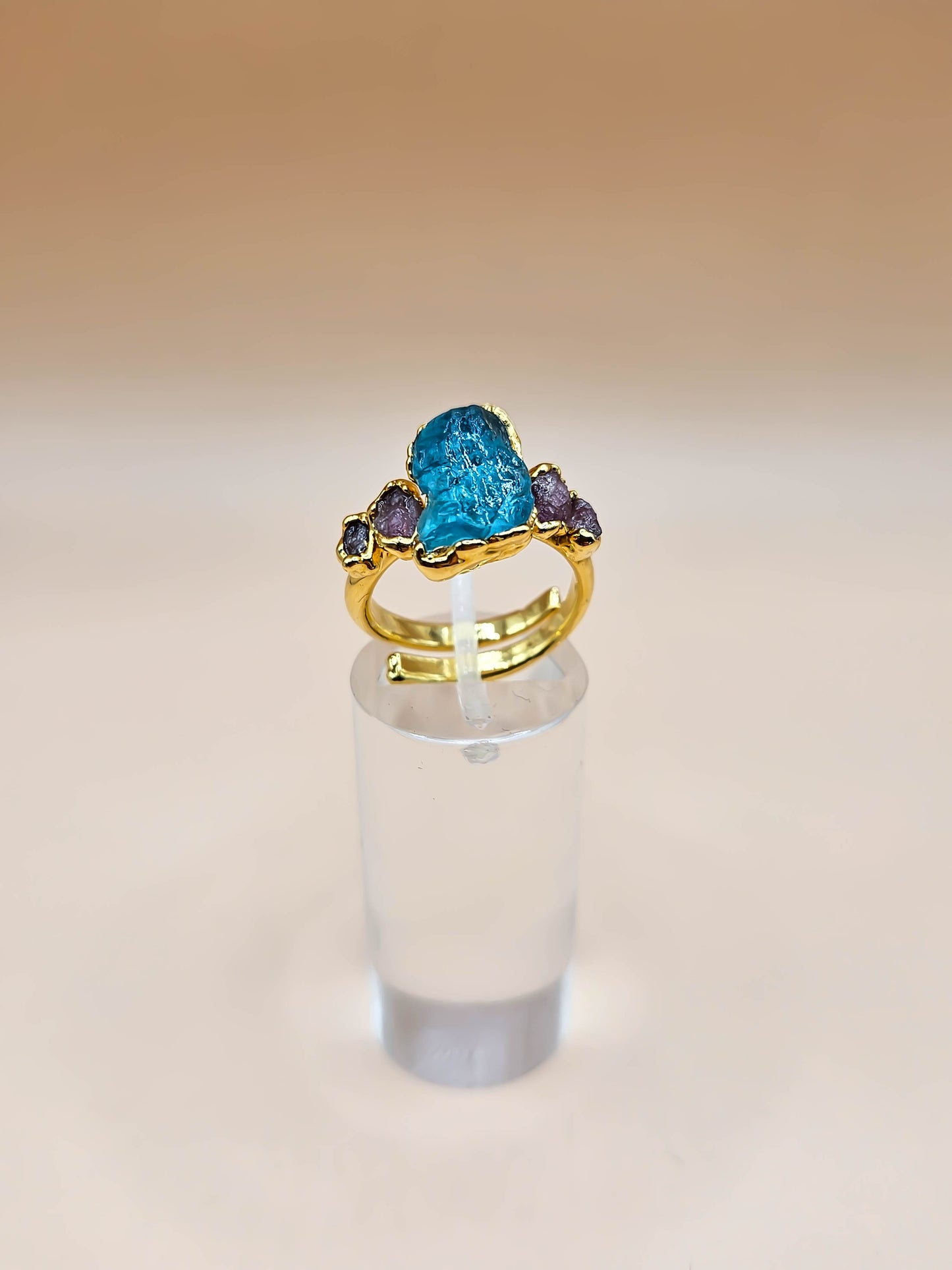 Bague Apatite et Tourmaline rose