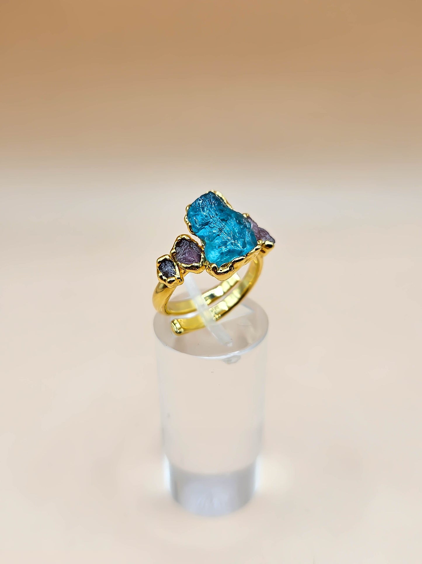 Bague Apatite et Tourmaline rose