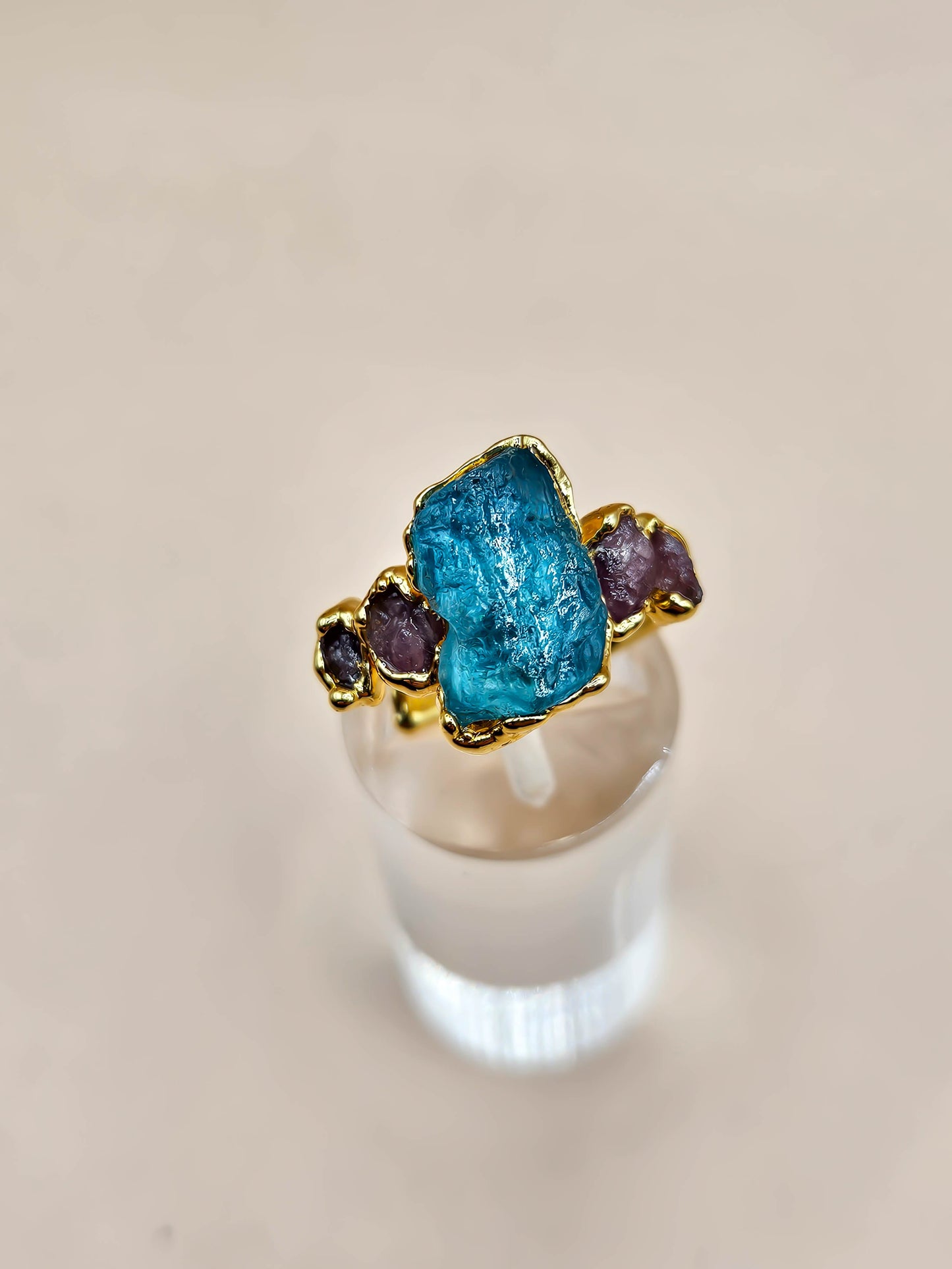 Bague Apatite et Tourmaline rose