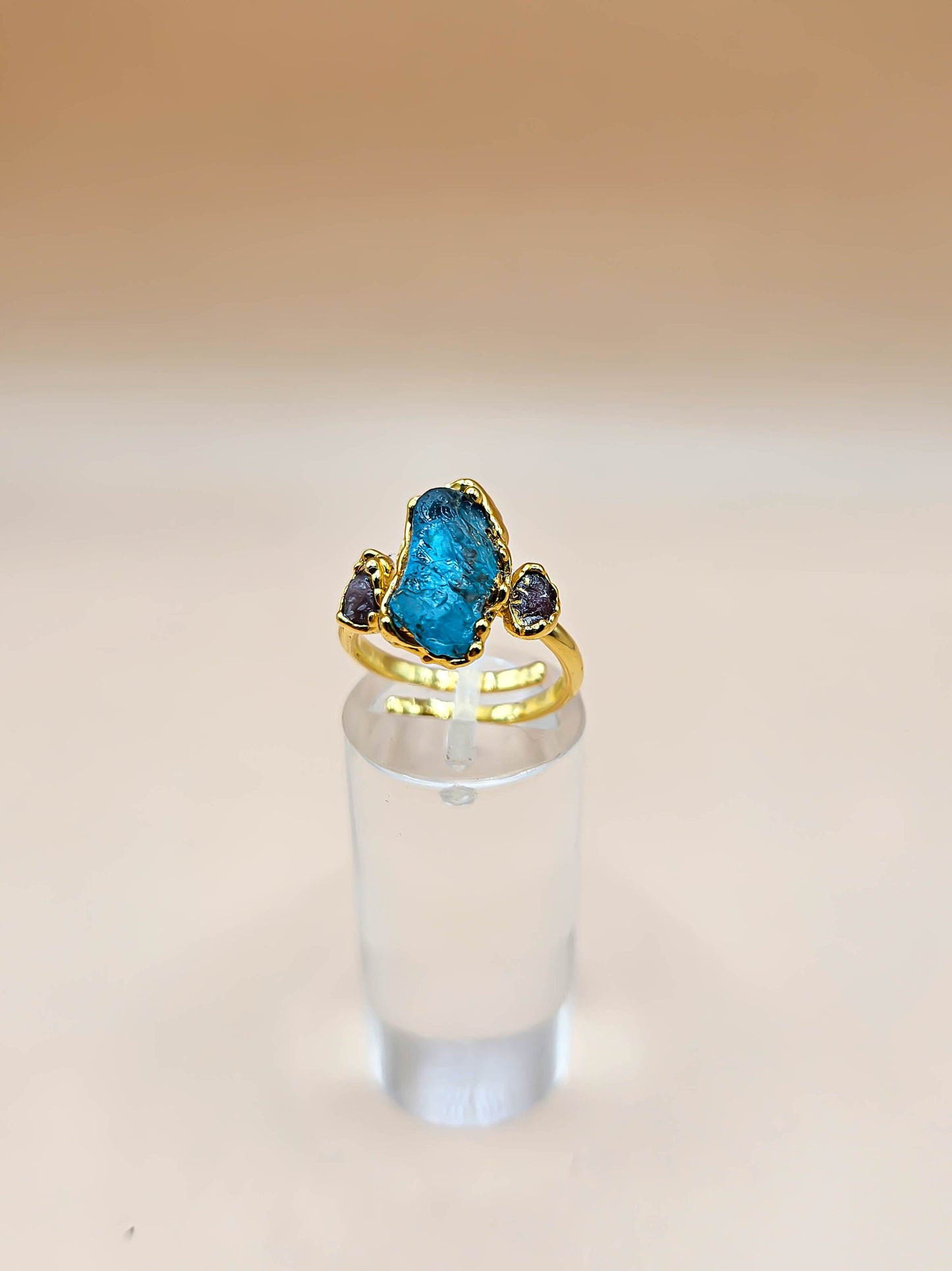 Bague Apatite et Tourmaline rose