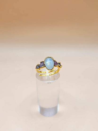 Bague Pierre de lune et Tourmaline rose