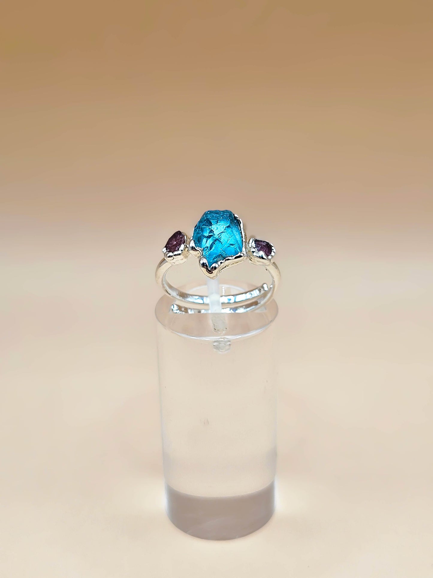 Bague Apatite et Tourmaline rose