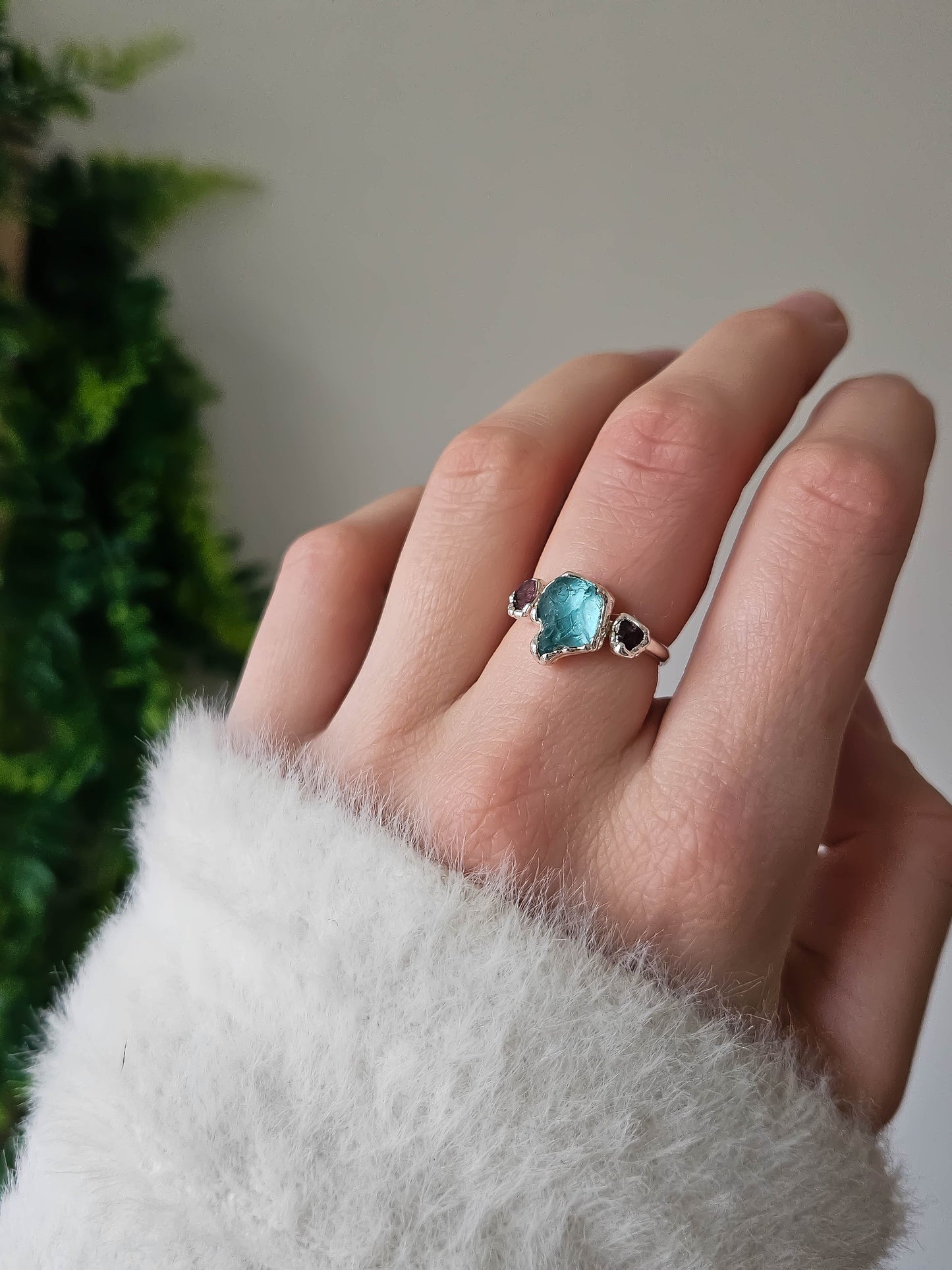 Bague Apatite et Tourmaline rose