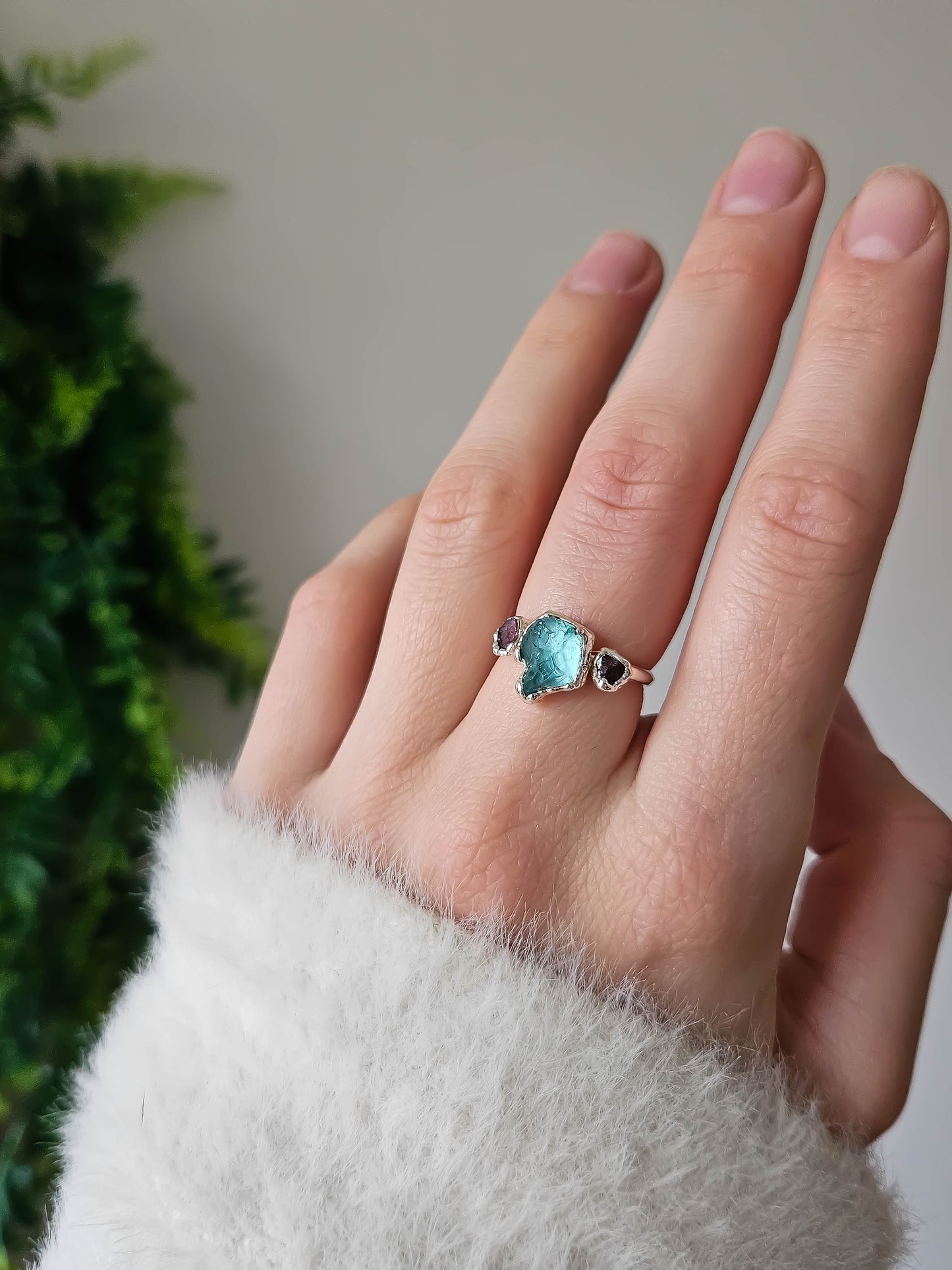 Bague Apatite et Tourmaline rose