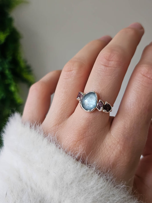 Bague Kyanite et Tourmaline rose