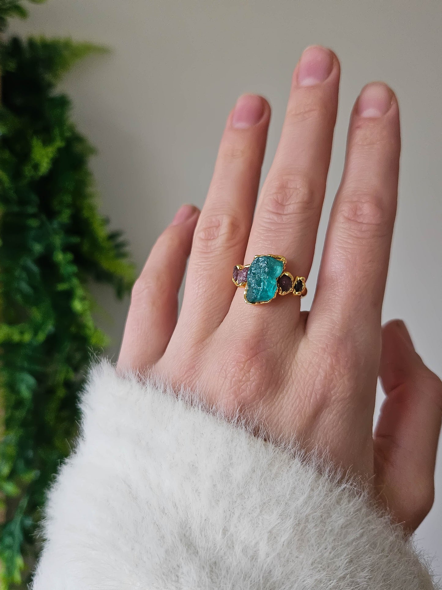 Bague Apatite et Tourmaline rose