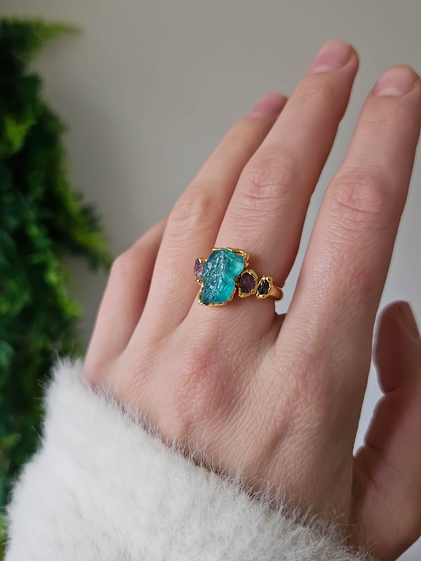 Bague Apatite et Tourmaline rose