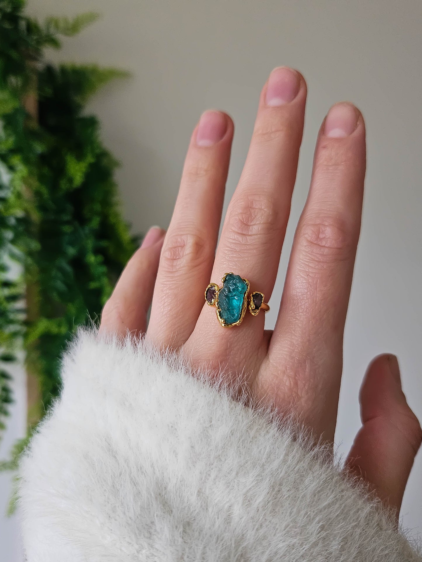 Bague Apatite et Tourmaline rose