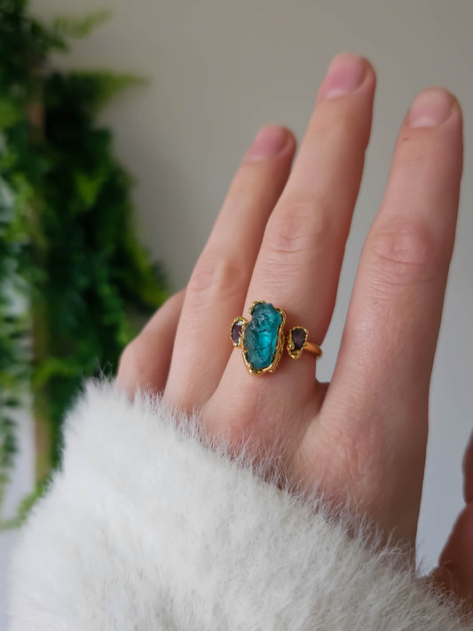 Bague Apatite et Tourmaline rose