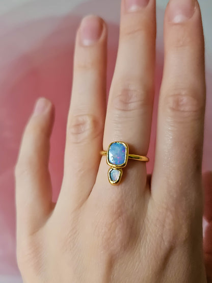 Bague en Opales, dorée