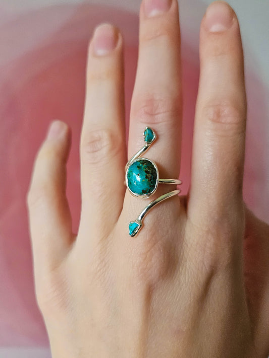 Bague serpent Turquoise, argentée