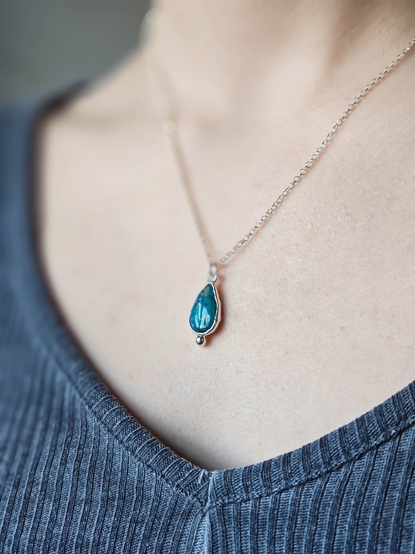 Collier argenté en Turquoise