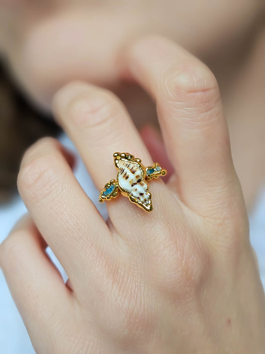 Bague coquillage & Apatite