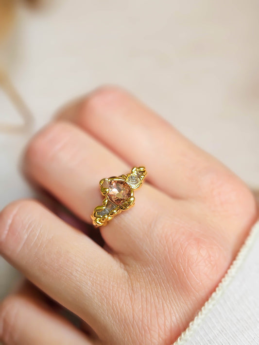Bague cristal autrichien, dorée