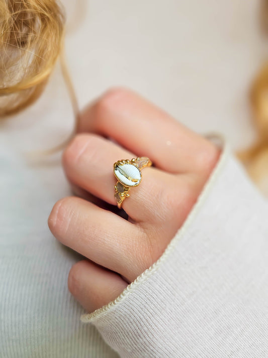 Bague coquillage grain de café, dorée