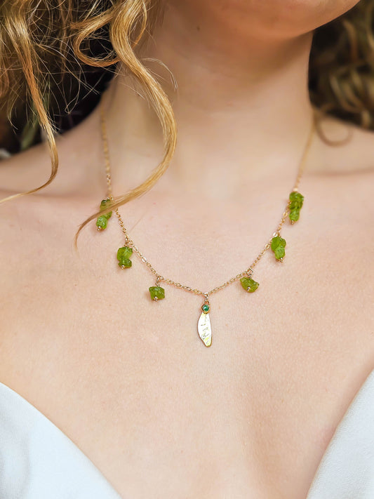 Collier Samare & péridot, doré