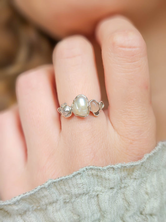 Bague Perle d'eau douce, argent