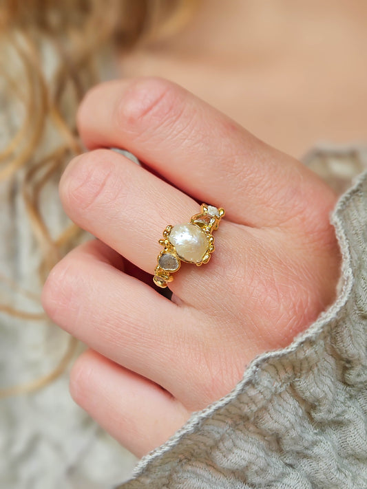 Bague Perle d'eau douce, or