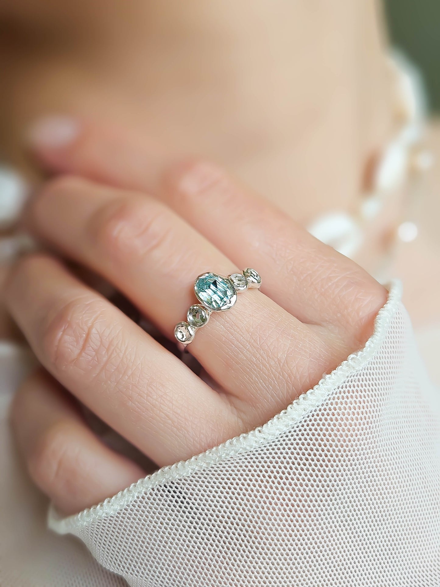 Bague cristal, argent