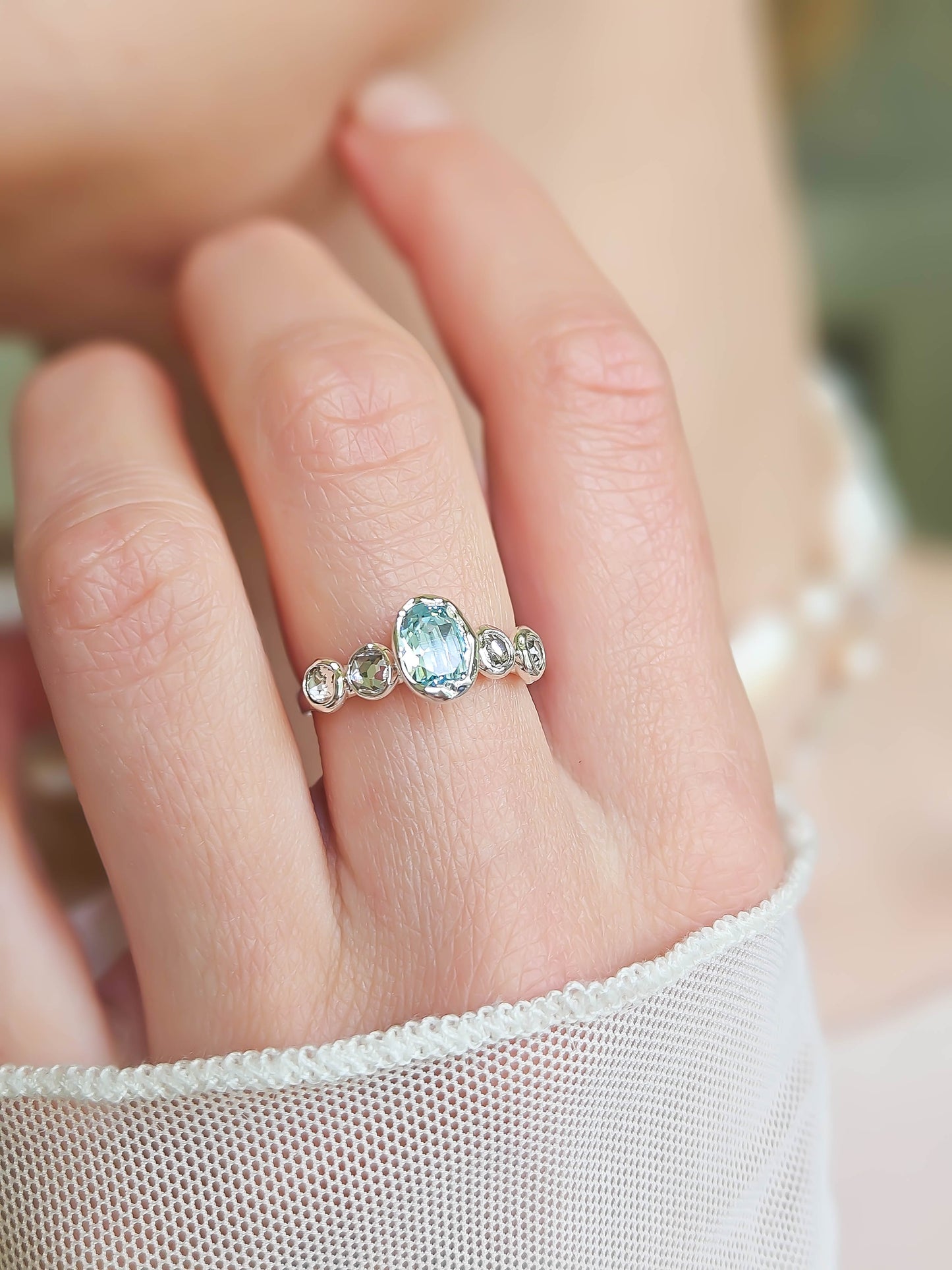 Bague cristal, argent