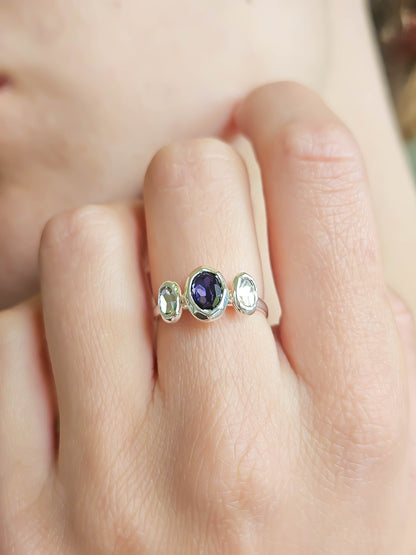 Bague cristal, argent