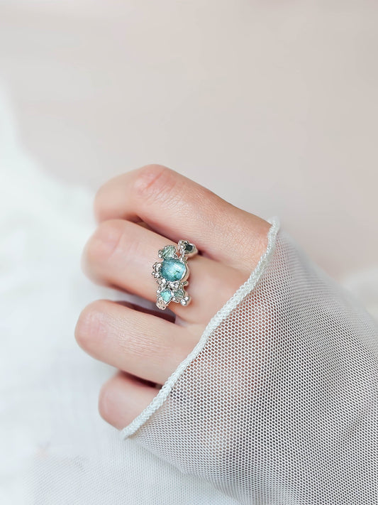 Bague Lagon bleu, Argent