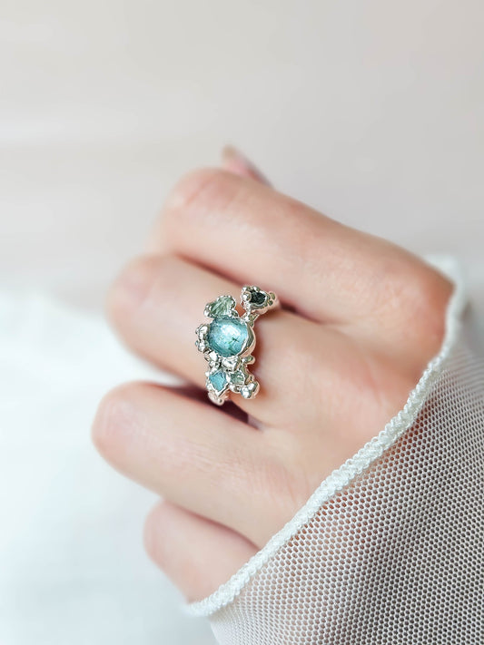 Bague Lagon bleu, Argent