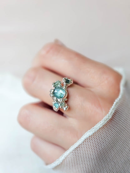 Bague Lagon bleu, Argent