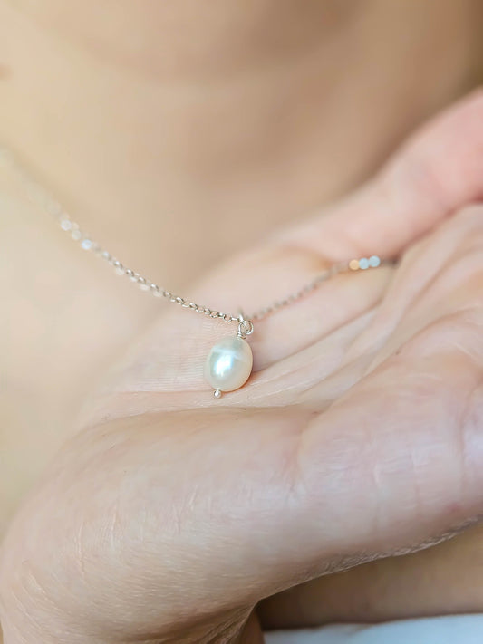 Collier Simple perle, Argent