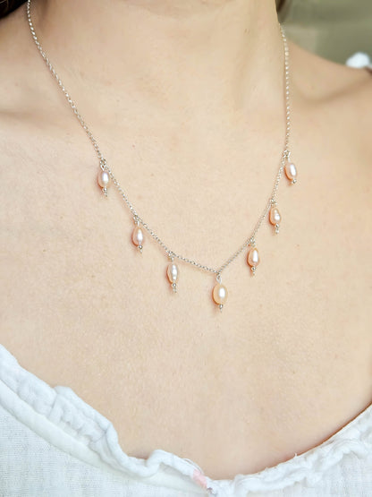 Collier pluie perlée, Argent