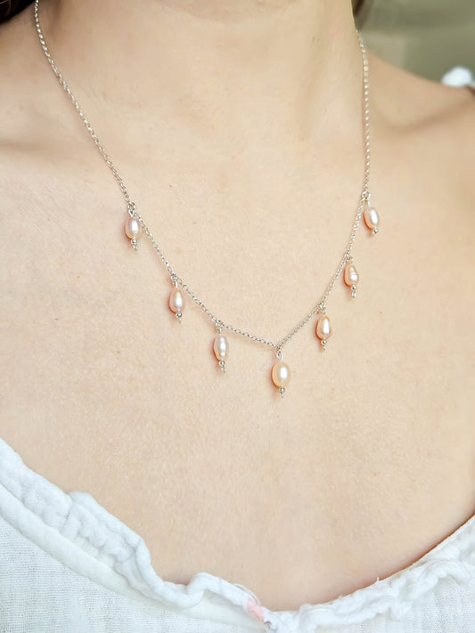 Collier pluie perlée, Argent