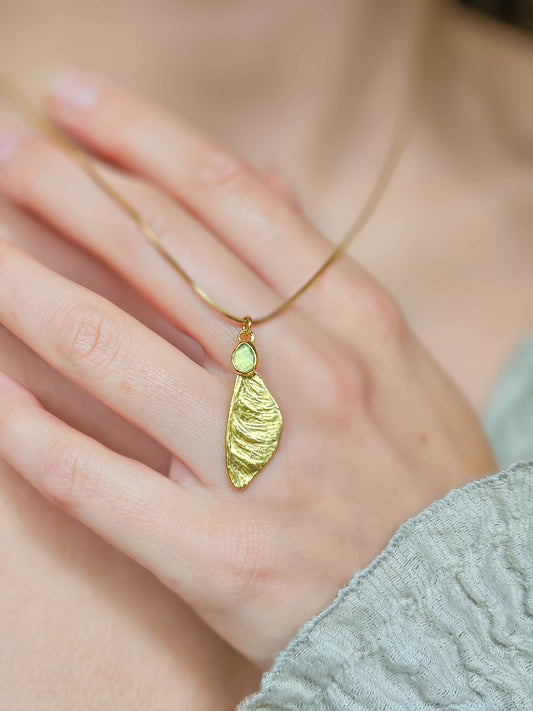Collier samare doré, tourmaline jaune