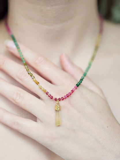 Collier Tourmaline & béryl jaune