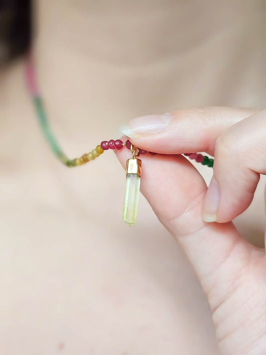 Collier Tourmaline & béryl jaune