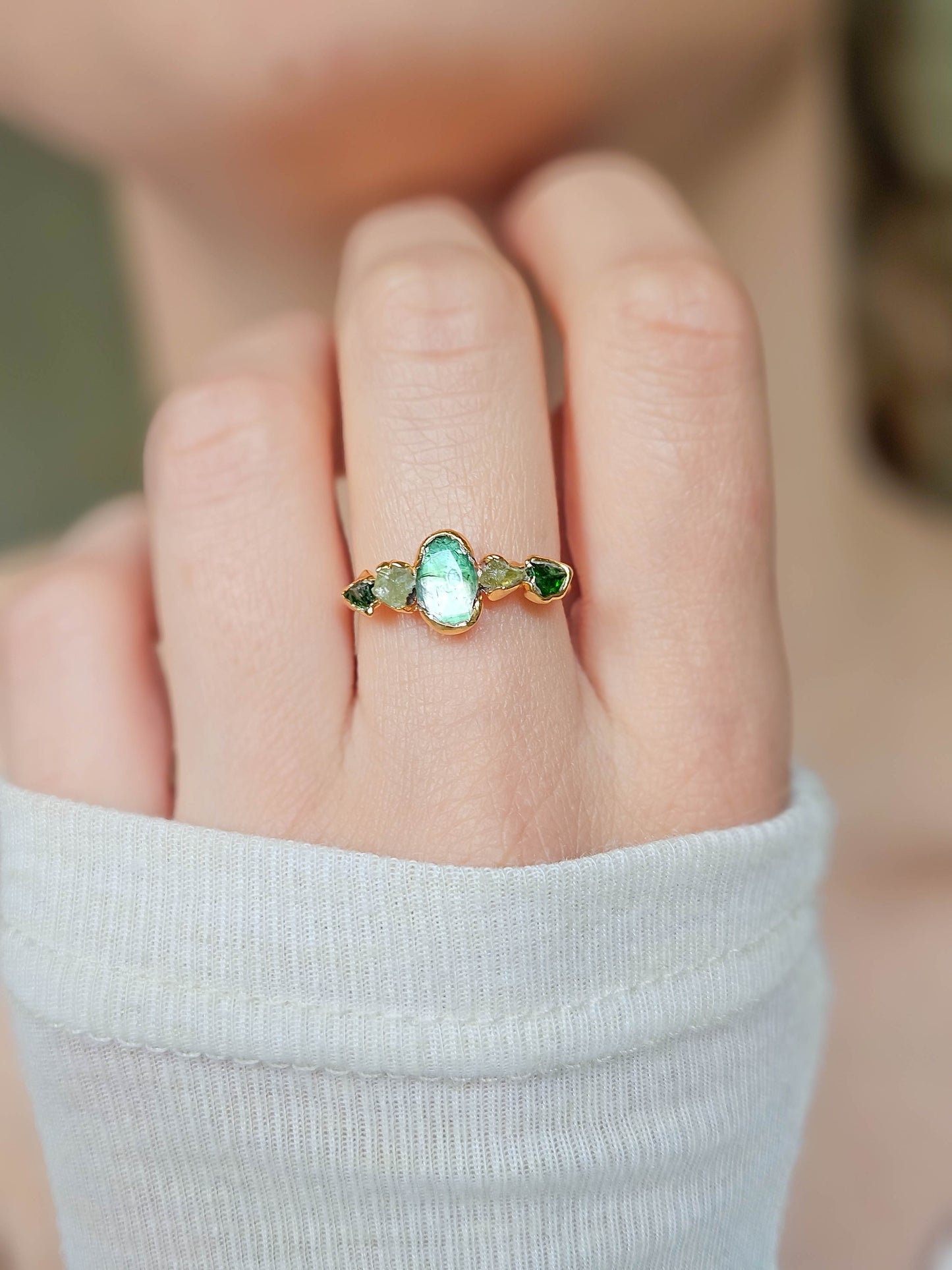 Bague Tourmaline verte, doré