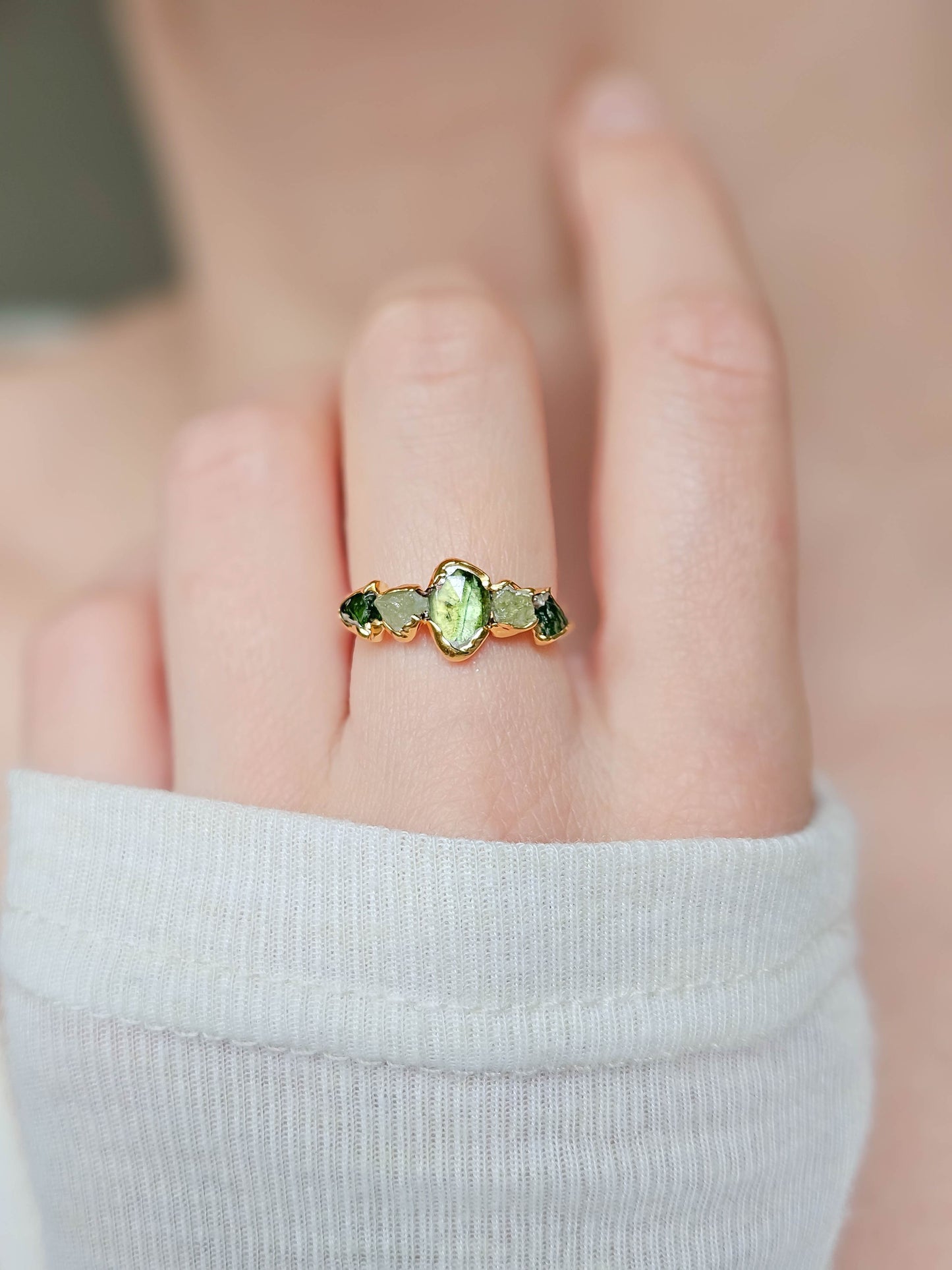 Bague Tourmaline verte, doré