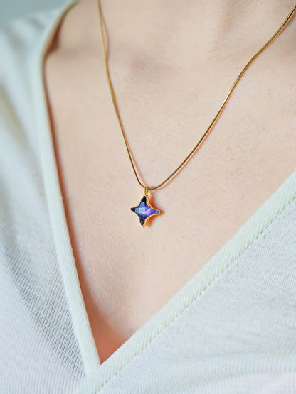 Collier Etoile fluorite violette, dorée