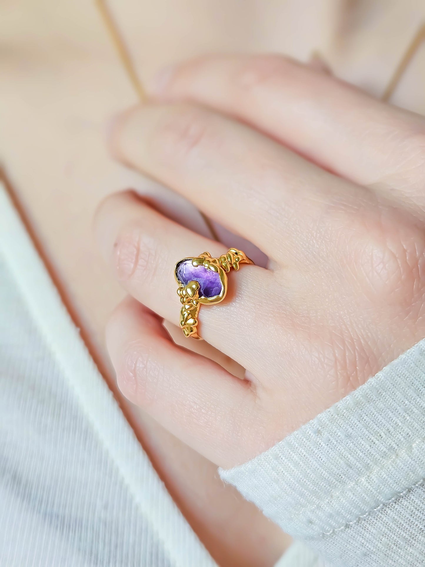 Collier Etoile fluorite violette, dorée