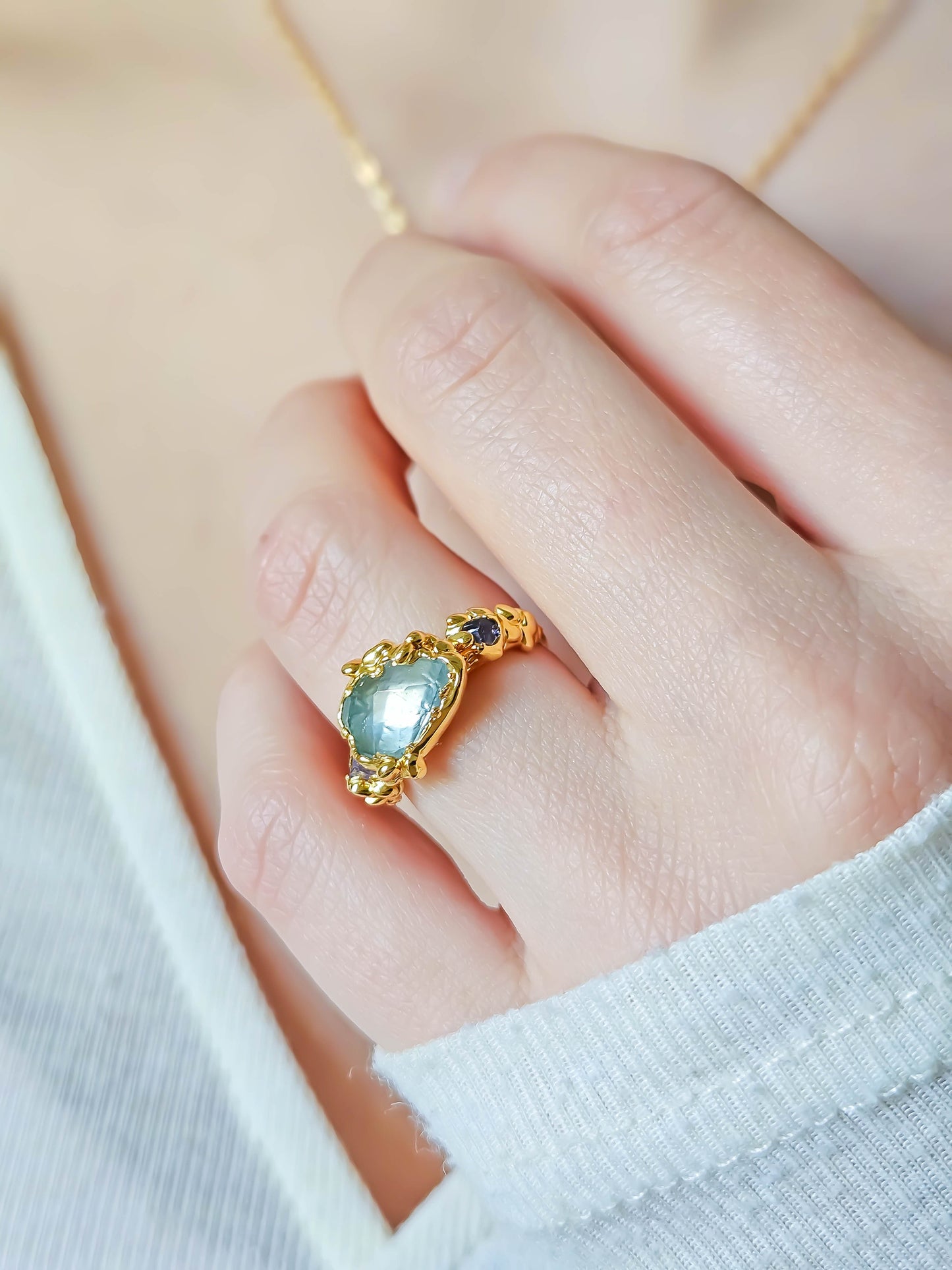 Bague nuage Améthyste, dorée,T52