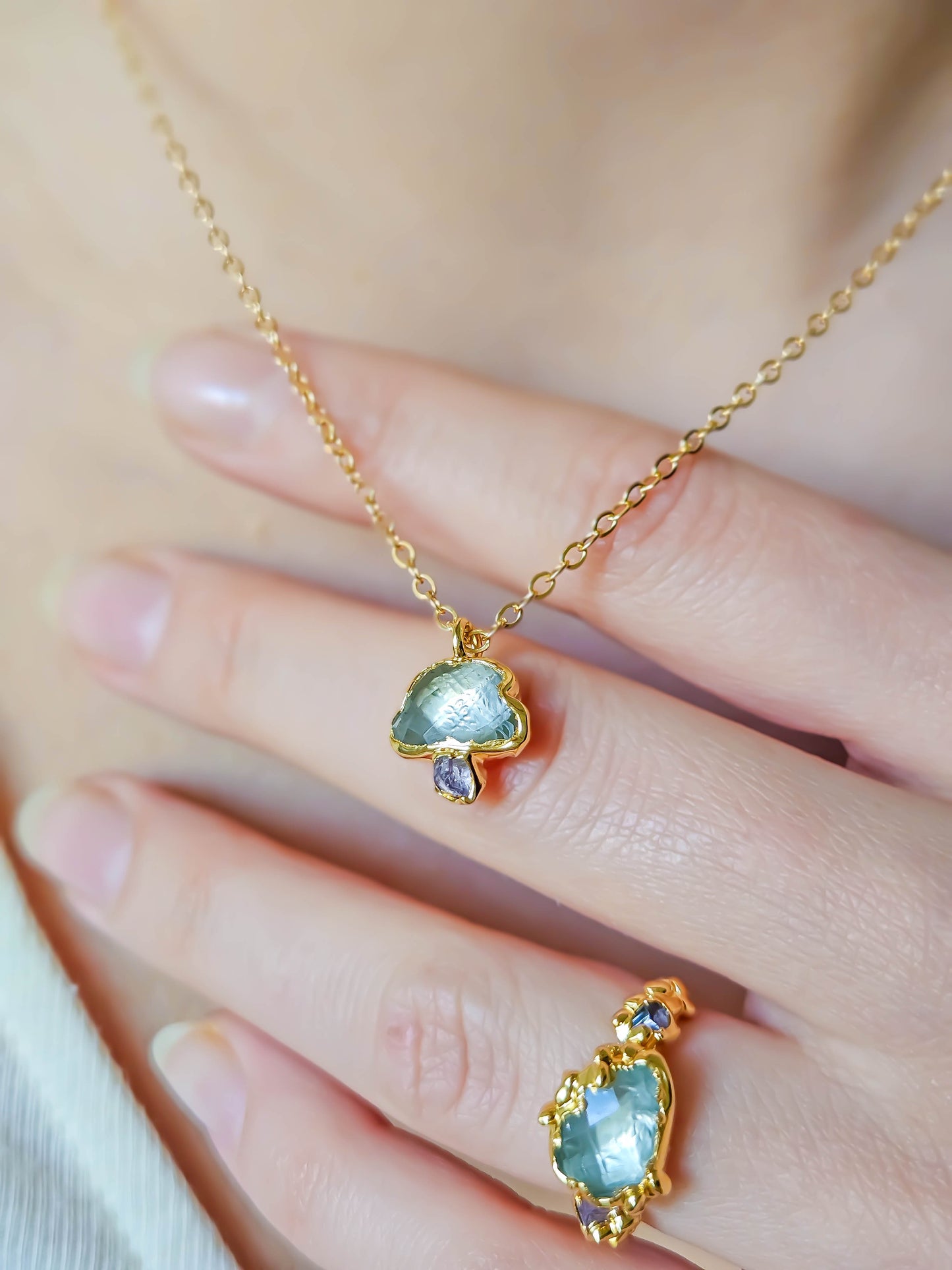 Bague nuage Améthyste, dorée,T52