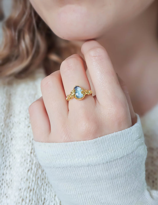 Bague Fluorite bleue, dorée