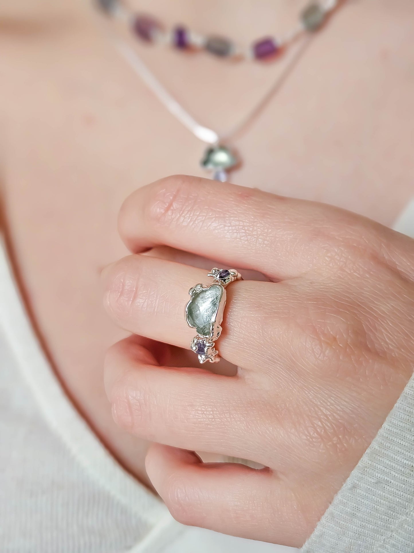 Bague nuage Améthyste, Argent T52/55