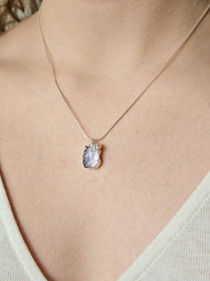 Collier améthyste brute, Argent