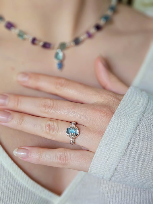 Bague fluorite, Argent