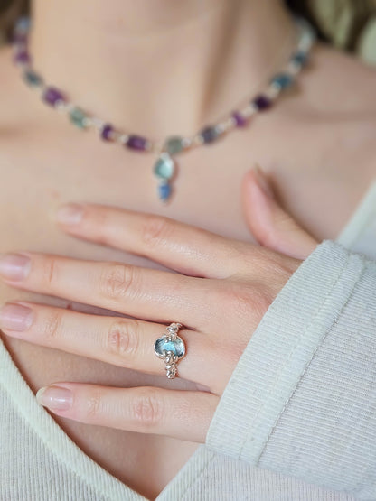 Bague fluorite, Argent