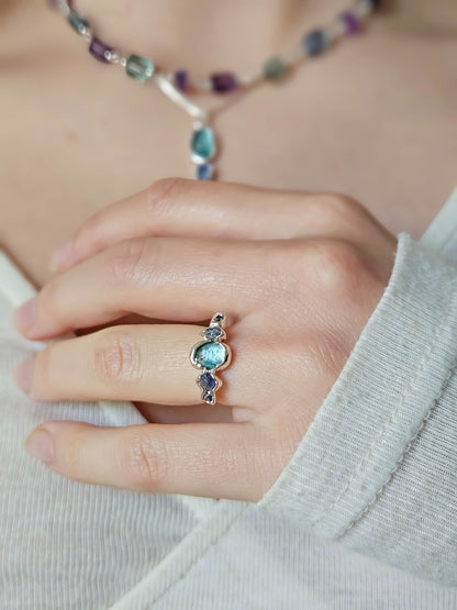 Bague Kyanite et Tanzanite, Argent