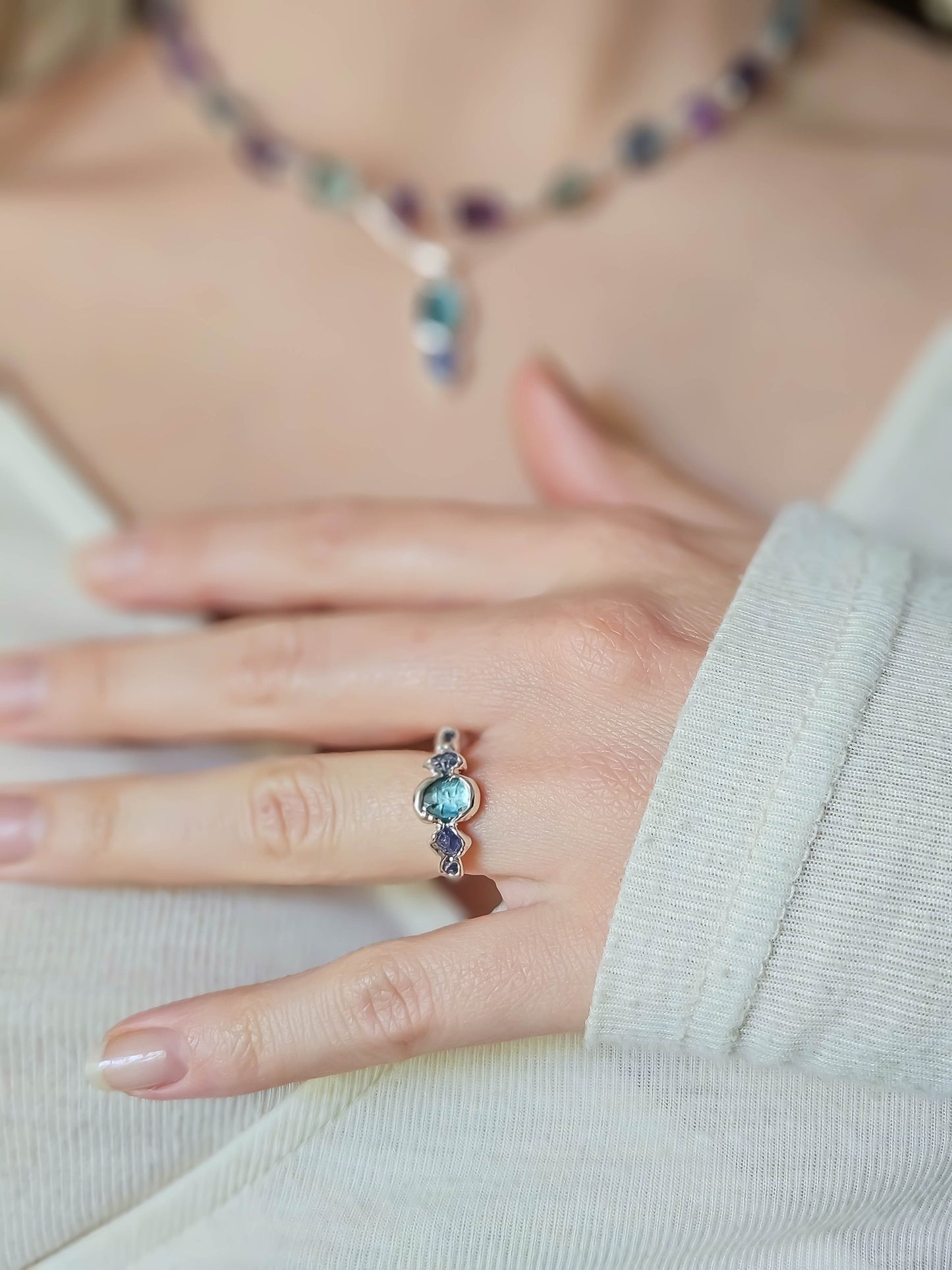 Bague Kyanite et Tanzanite, Argent