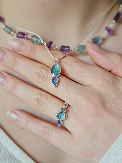 Bague Kyanite et Tanzanite, Argent