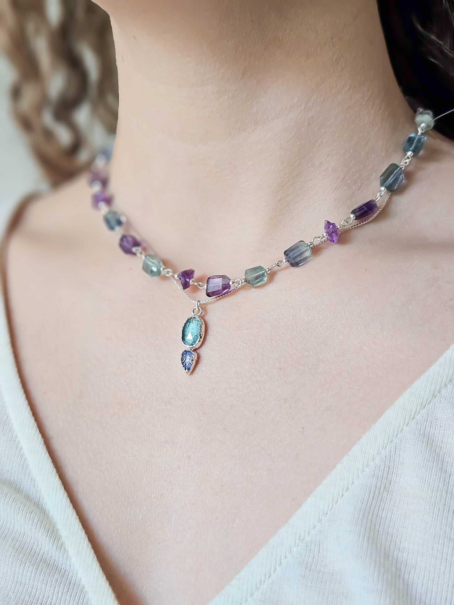 Pendentif en kyanite et tanzanite, Argent